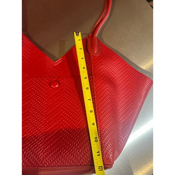 Winston Unique-shaped tote front pocket & removable cosmetic pouch Red NWT - Picture 15 of 15